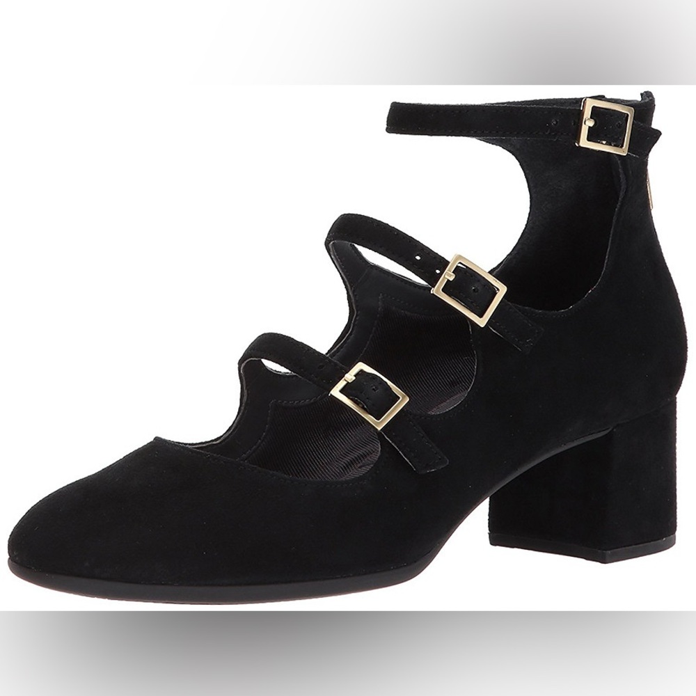 Rockport NOVALIE Total Motion 3-Strap Block Heel Leather Women Shoes